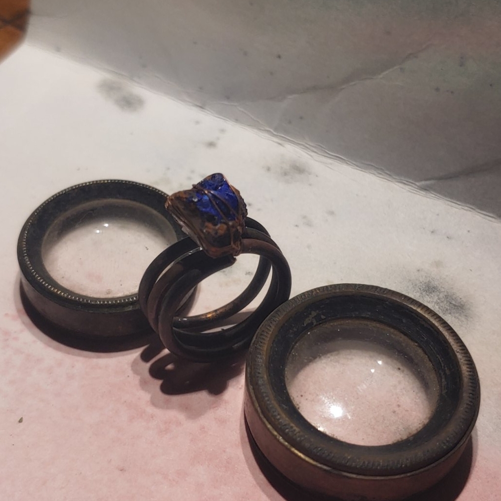 Azurite and copper ring
